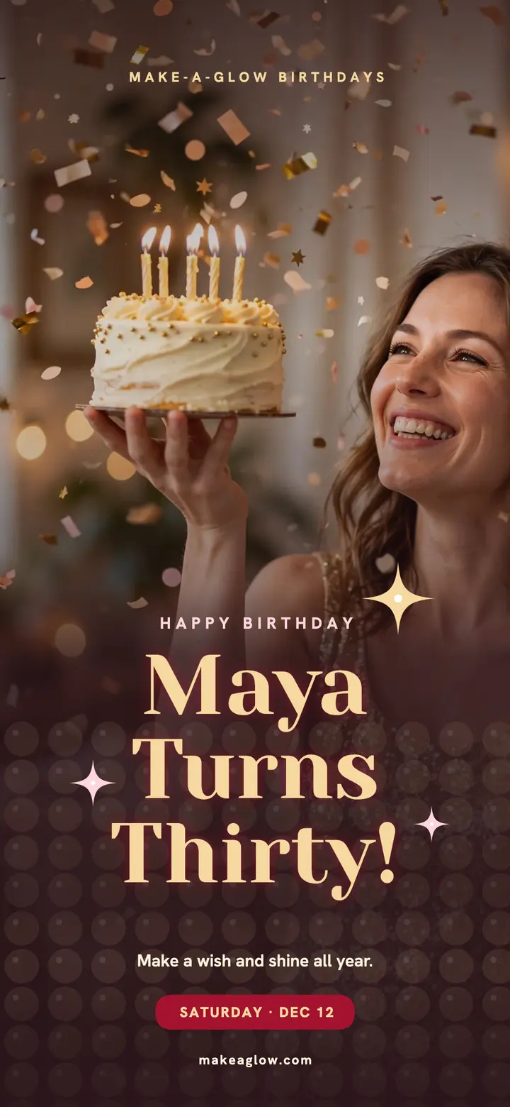 Maya turns thirty sequin birthday wallpaper template