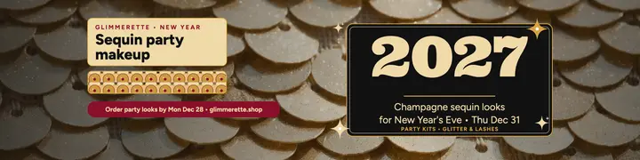 Glimmerette New Year sequin makeup banner: new year etsy banner template