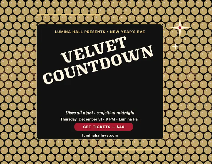 Velvet Countdown New Year flyer, Lumina Hall template
