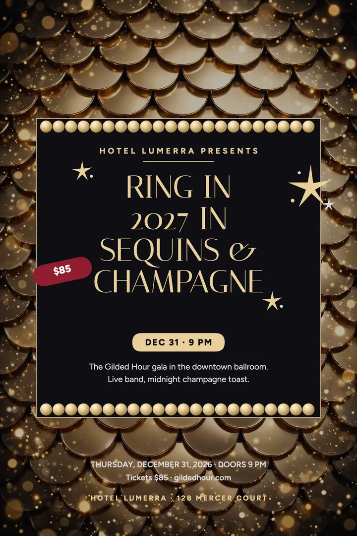 Gilded Hour New Year's Eve gala poster template