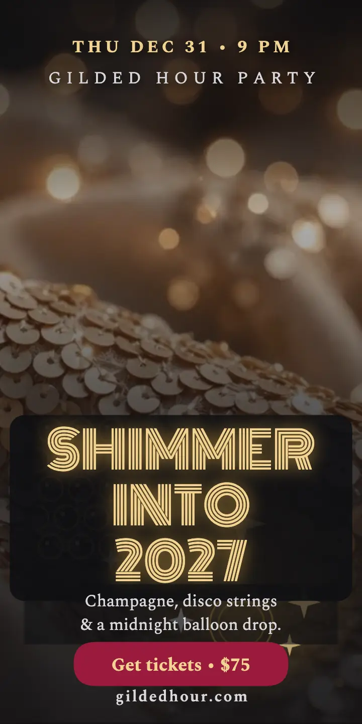 Gilded Hour New Year party sequin ad template