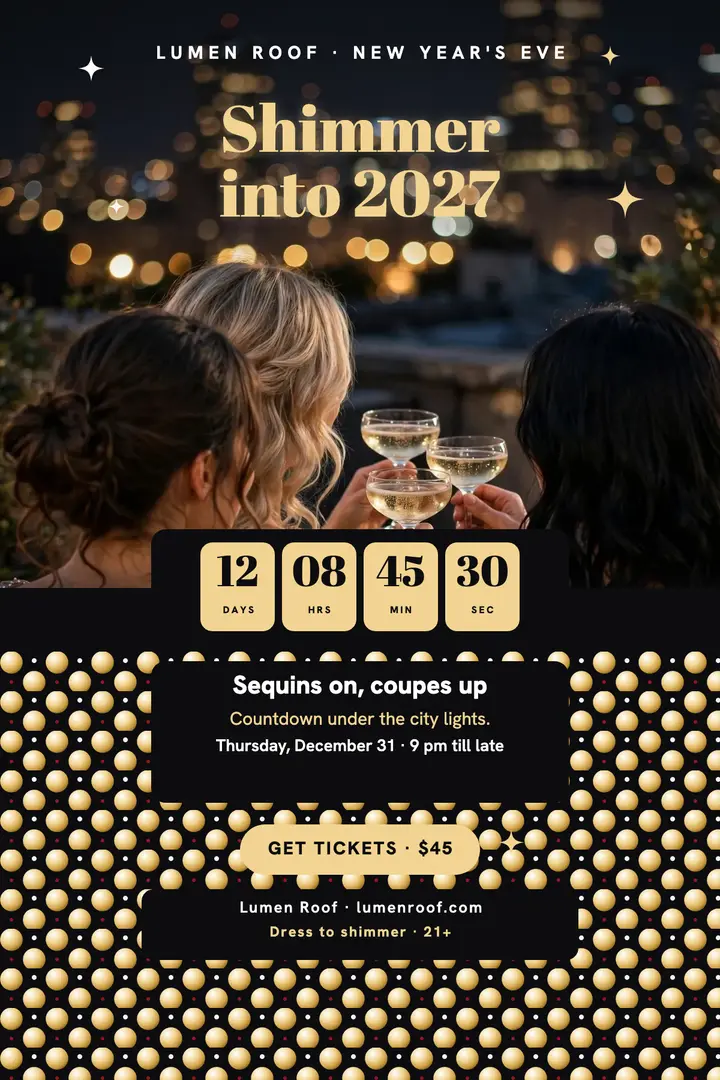 Lumen Roof sequin New Year toast poster template