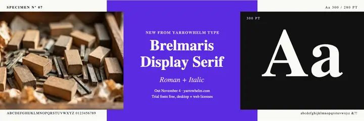 Brelmaris serif typeface release X header template