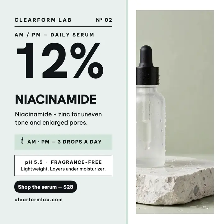 Clearform 12% niacinamide serum post template