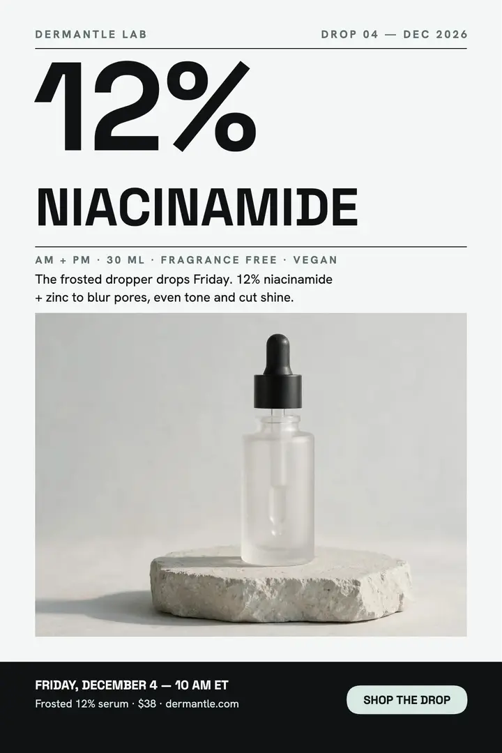 Dermantle Lab niacinamide drop poster template