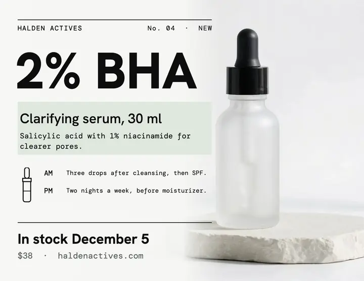Halden Actives 2% BHA serum launch template