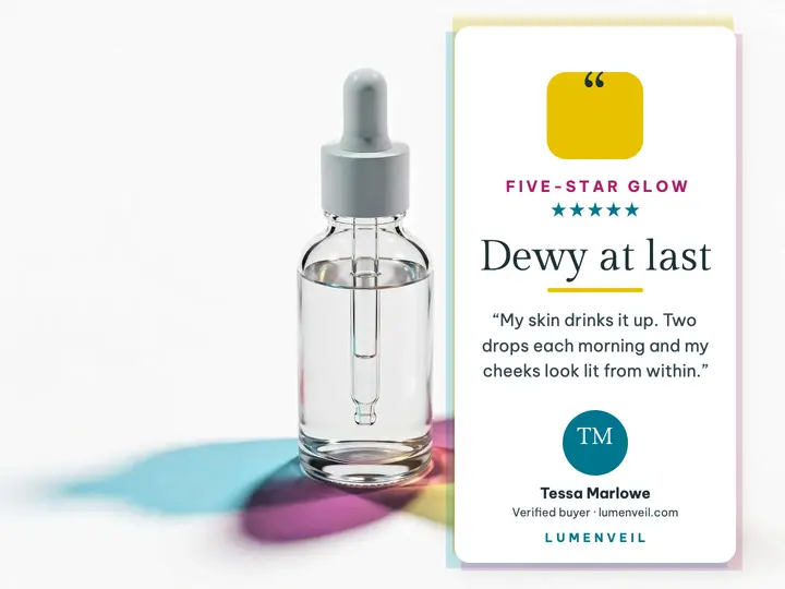 Lumenveil serum review slide: skincare review slide template