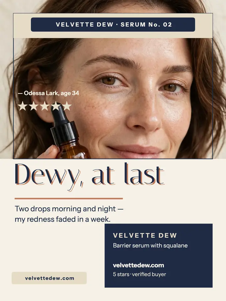Velvette Dew serum review spotlight: skincare review post template