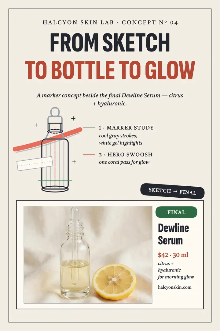 Halcyon Dewline serum sketch poster template