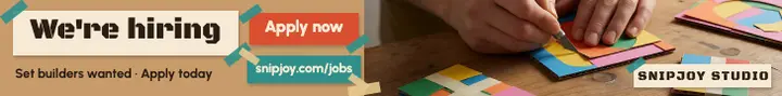 Snipjoy Studio set builders hiring leaderboard ad template