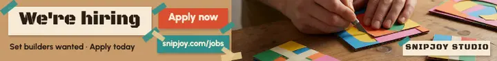 Snipjoy Studio set builders hiring leaderboard ad: hiring leaderboard ad template