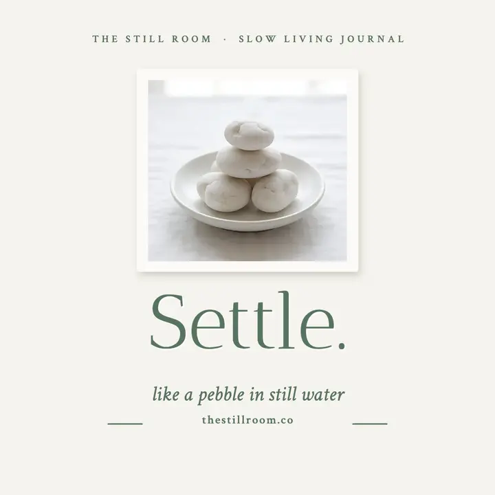 Settle quote, The Still Room white emboss square post template