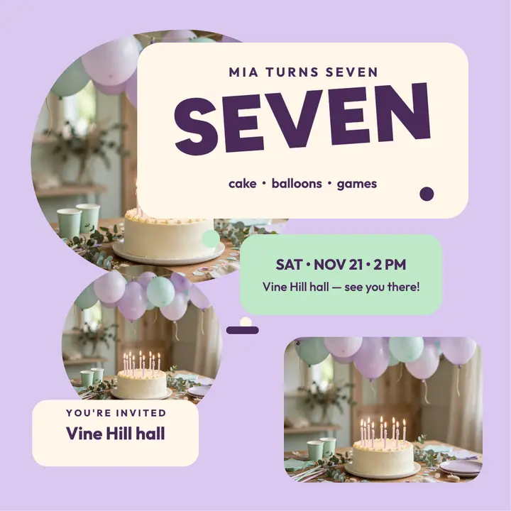 Mia's seventh birthday shapes post template