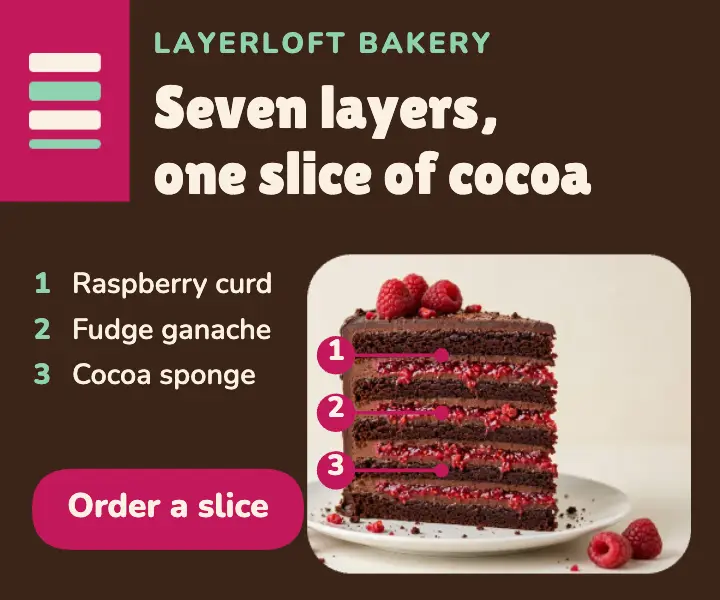 Layerloft seven-layer cake cutaway ad template