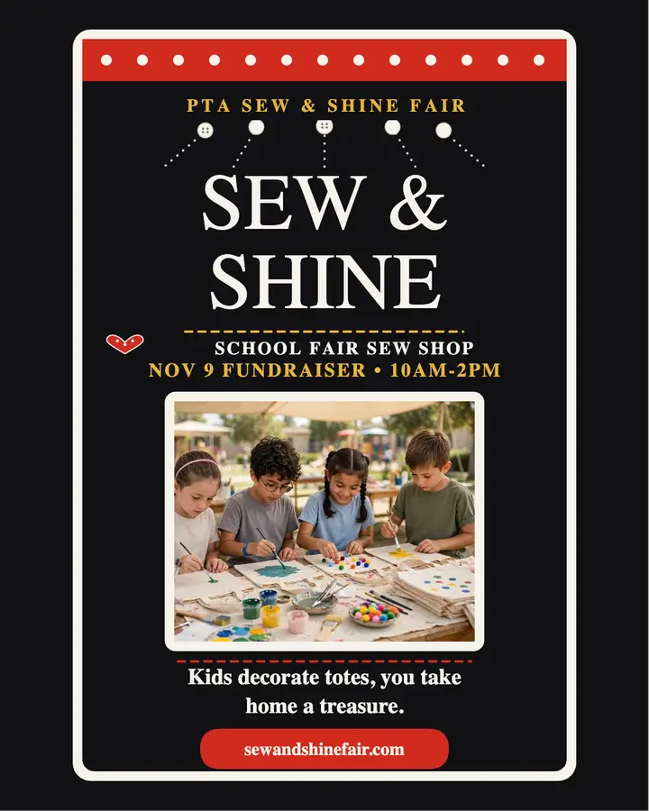 Sew and Shine Fair pearly post: school fair fundraiser post template