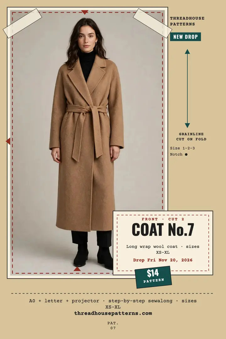 Threadhouse Coat No.7 pattern poster template