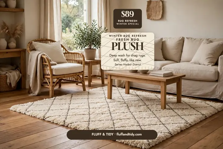Fluff and Tidy rug refresh postcard template