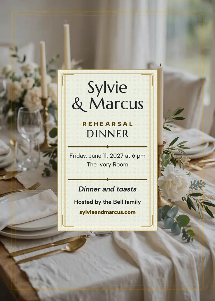 Sylvie and Marcus rehearsal dinner invite template