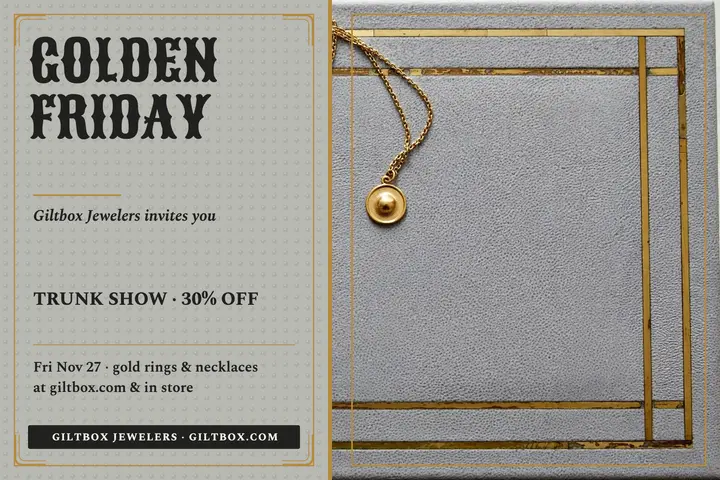 Giltbox Black Friday trunk show postcard: black friday jewelry postcard template