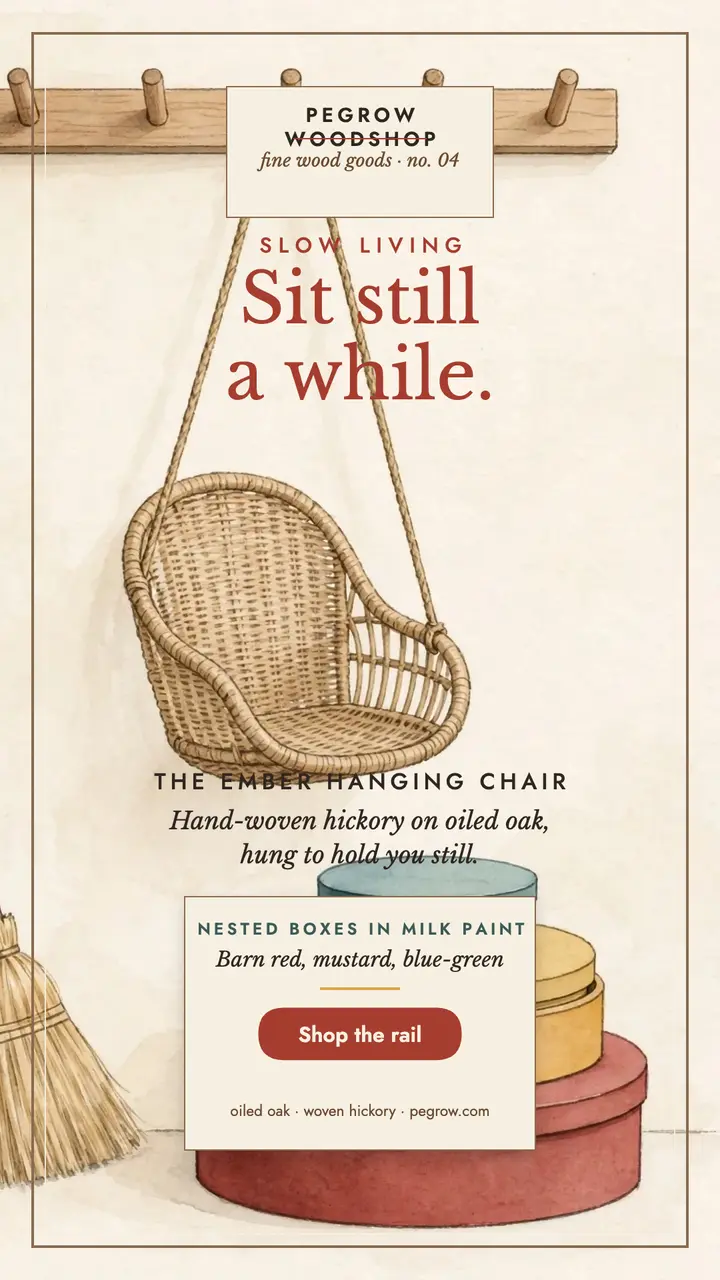 Pegrow hanging chair slow story template