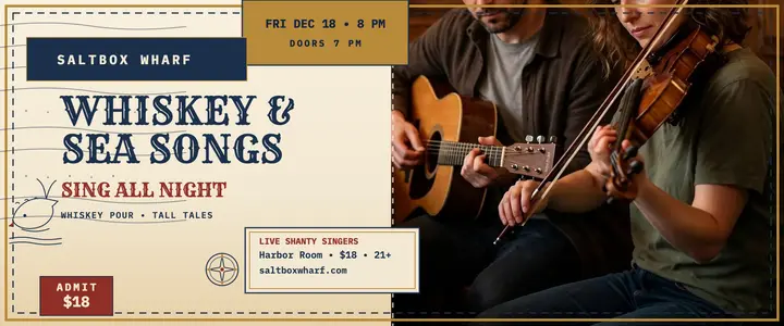 Saltbox Wharf shanty whiskey night ticket template
