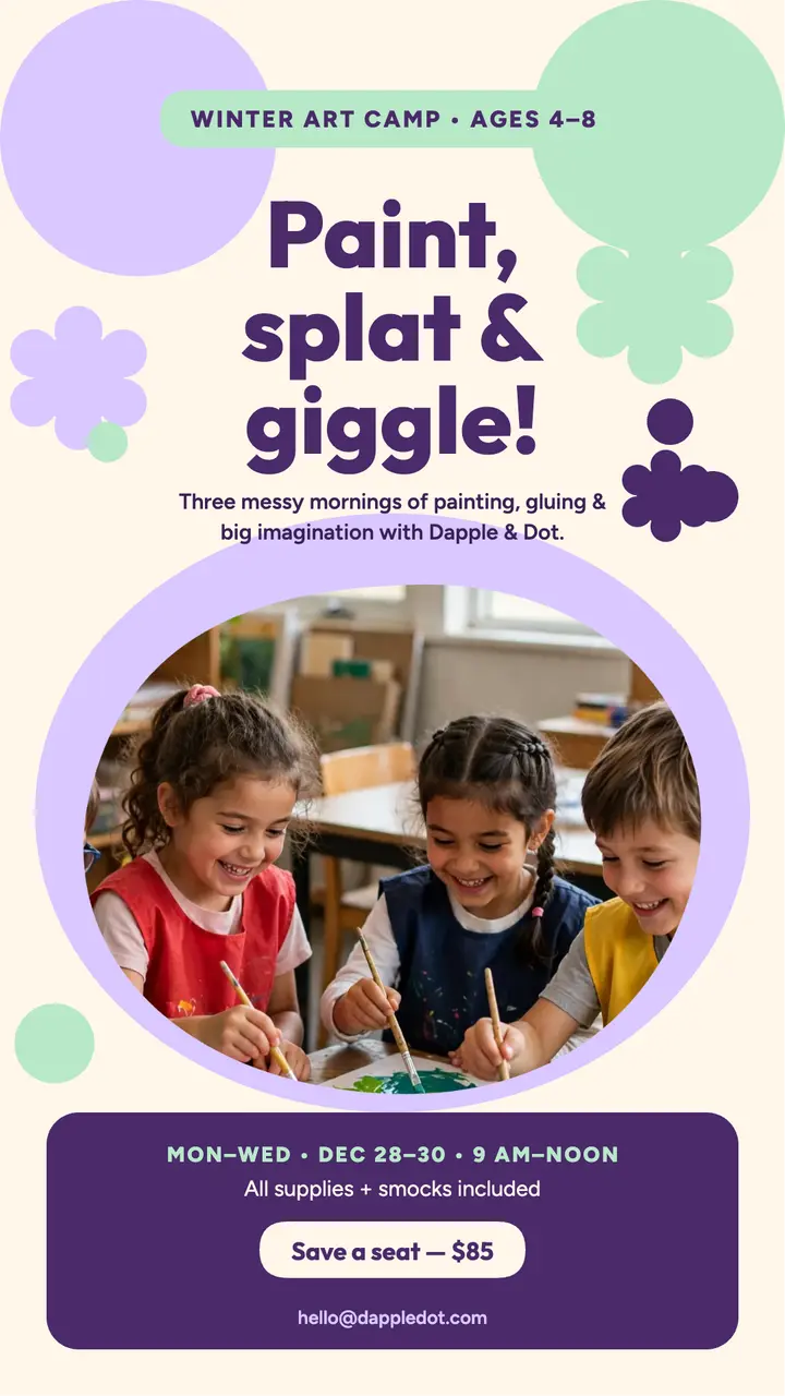 Dapple and Dot winter art camp story template