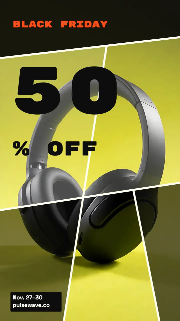 Black Friday 50 percent off sliced photo story: black friday sale story template