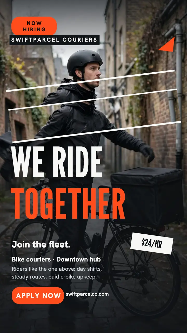 Swiftparcel bike crew hiring story: courier hiring story template