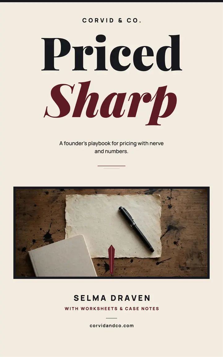 Priced Sharp playbook cover, Corvid template