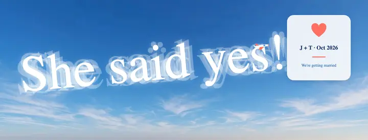 She said yes skywriting engagement cover template
