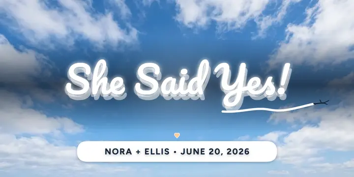 Nora and Ellis skywriting engagement post template