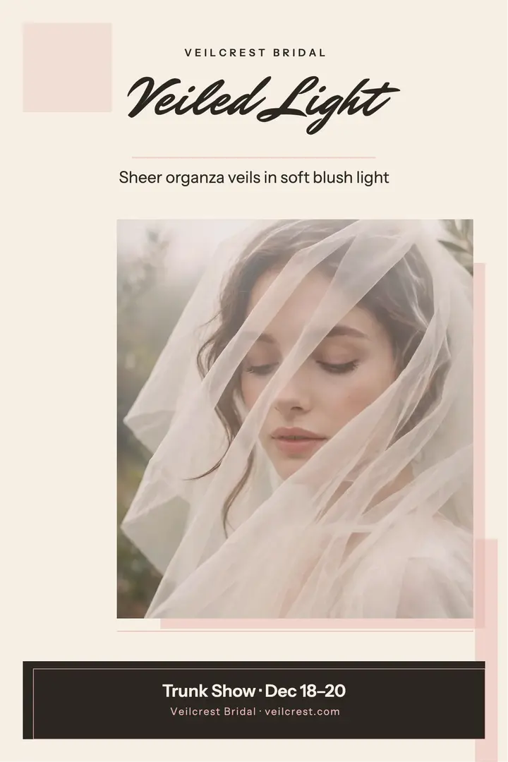 Veilcrest sheer veil bridal poster template