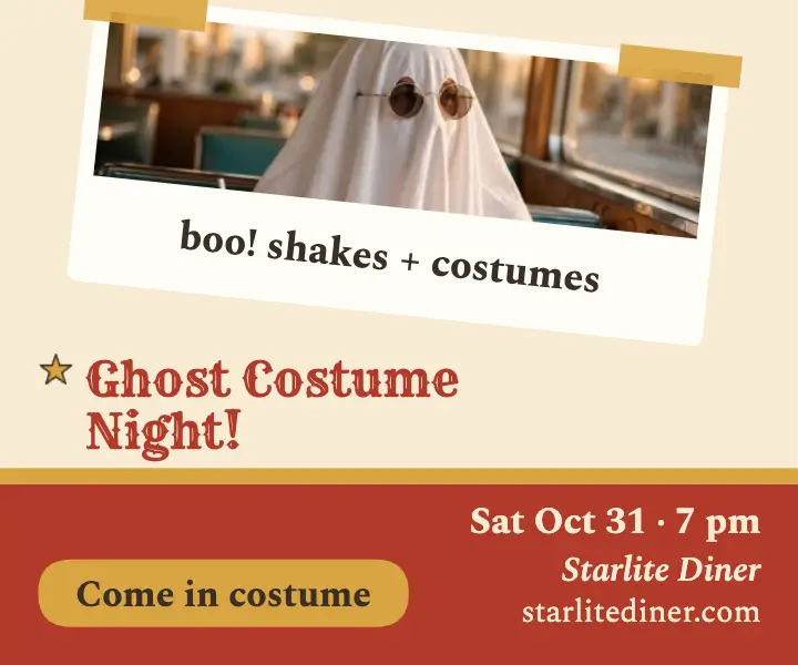 Starlite Diner ghost costume night ad template