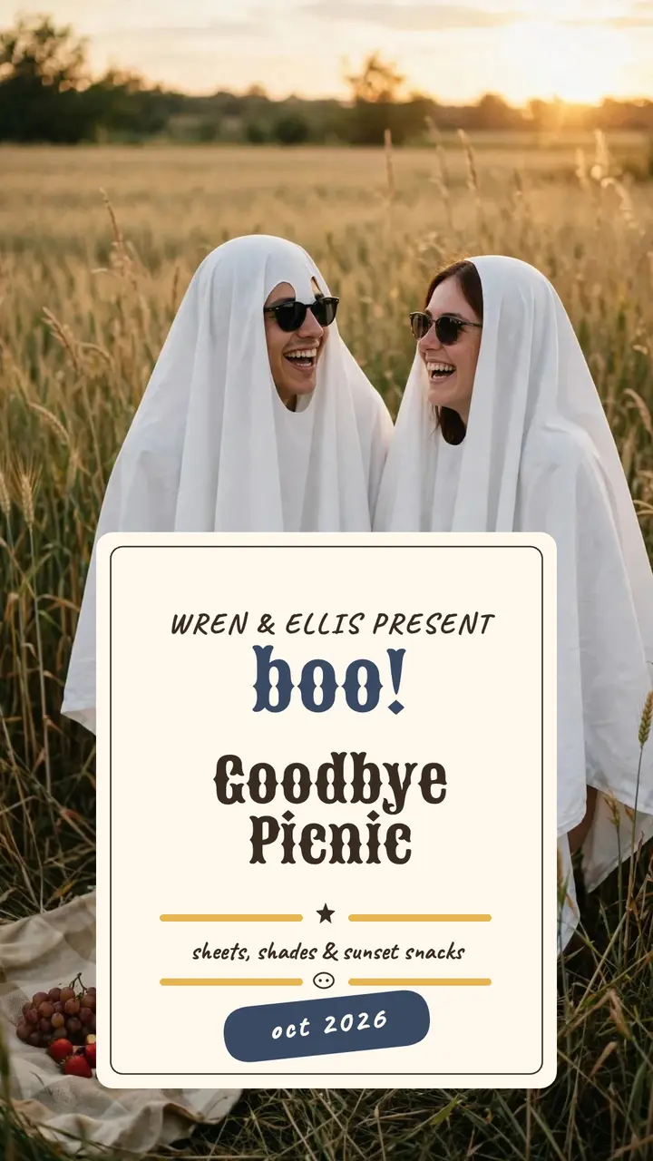 Goodbye picnic sheet ghost story template