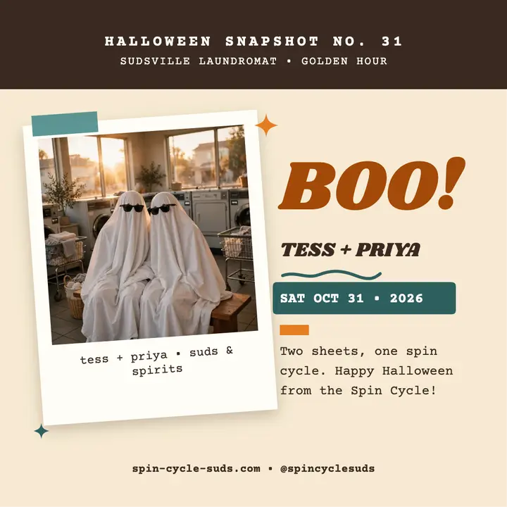 Tess and Priya sheet ghosts laundromat post template