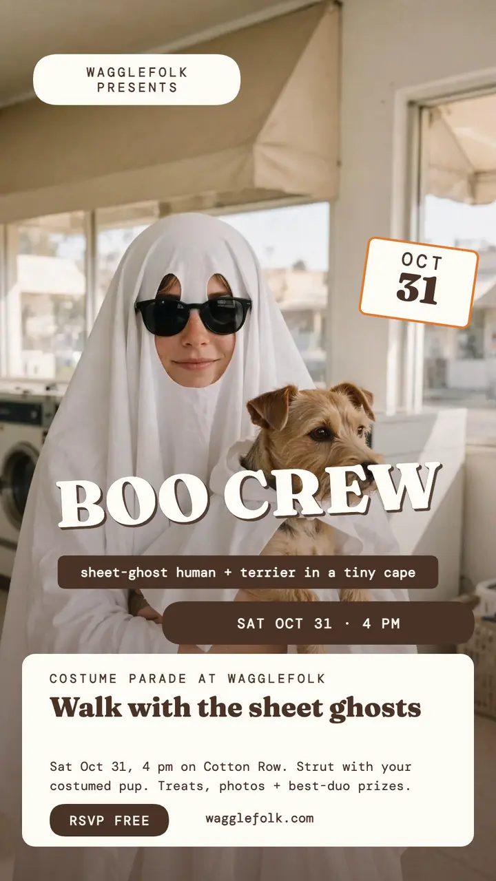 Wagglefolk sheet-ghost pet parade story: pet halloween parade story template