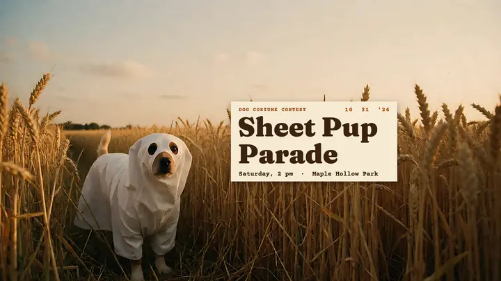 Sheet Pup Parade dog costume contest banner template