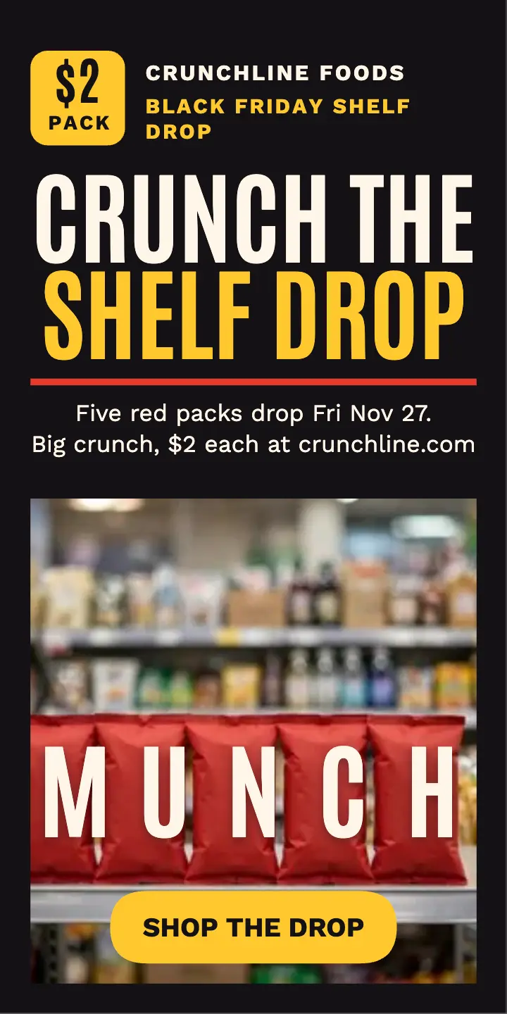 Crunchline shelf drop half-page ad template
