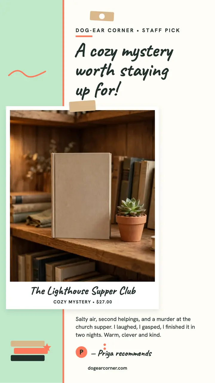 Dog-Ear Corner staff mystery pick story template