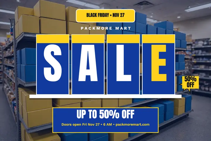 Packmore Mart Black Friday shelf word postcard template
