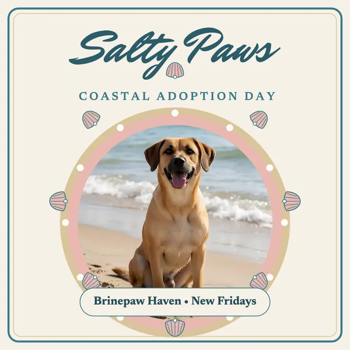 Salty Paws coastal adoption podcast cover template