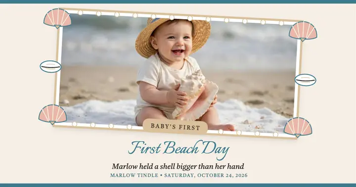 Marlow first beach day shell post template
