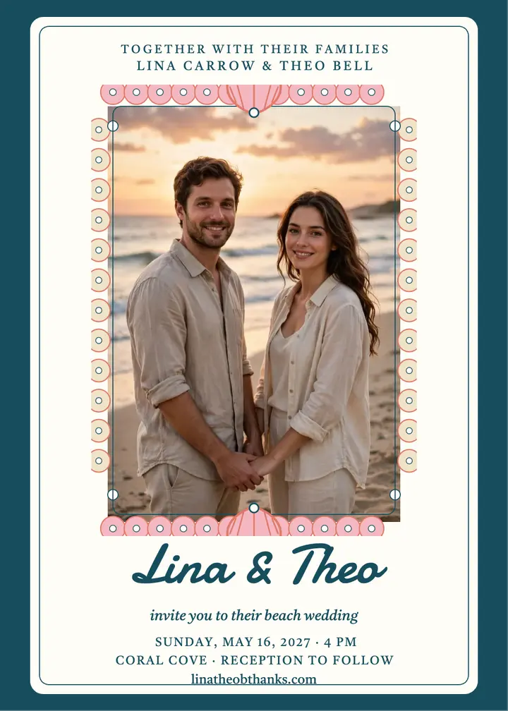 Lina and Theo beach shell invitation template