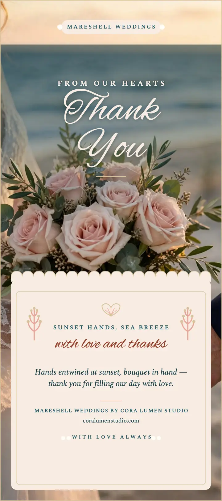 Mareshell seaside thank you rack card template