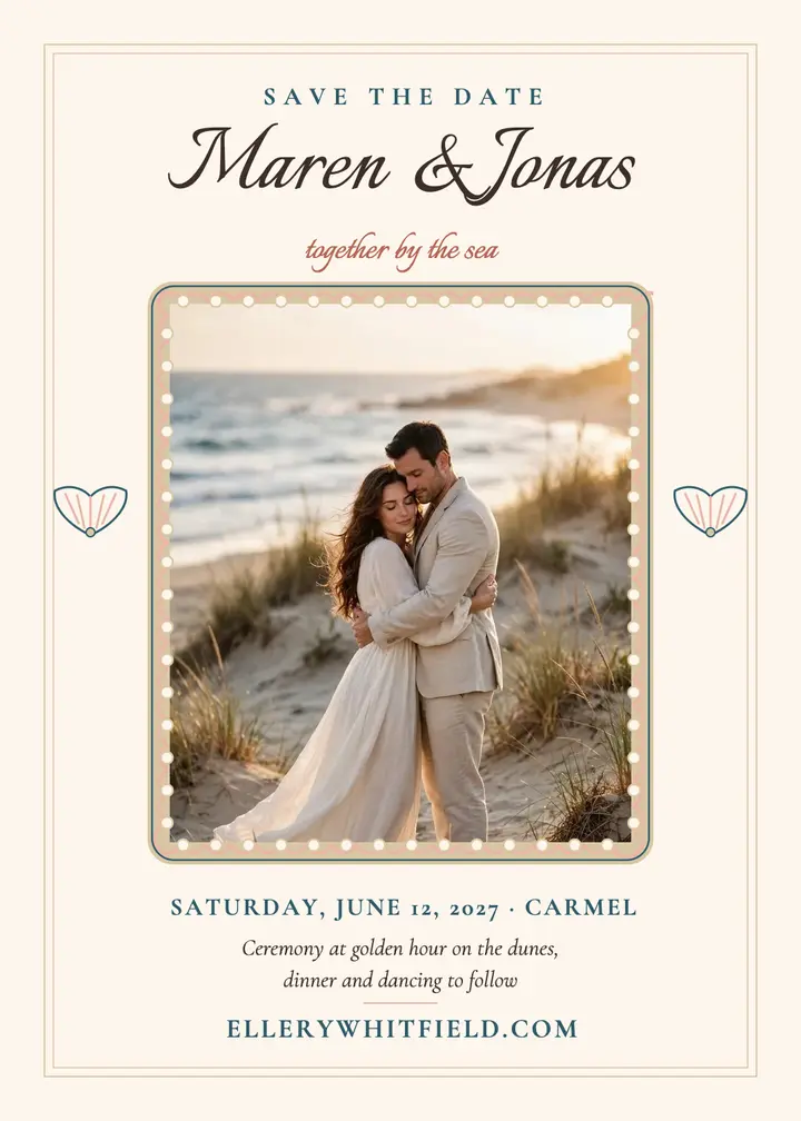 Maren and Jonas coastal save the date template
