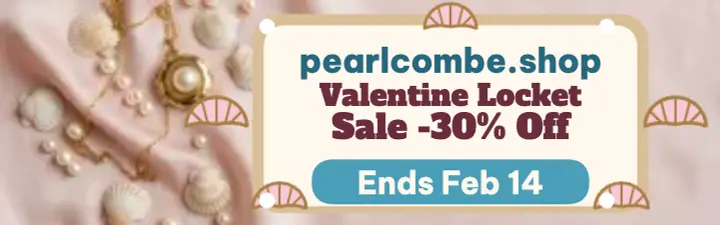 Pearlcombe Valentine locket sale banner: jewelry sale banner template