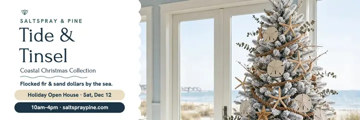 Saltspray and Pine coastal holiday header: coastal christmas header template