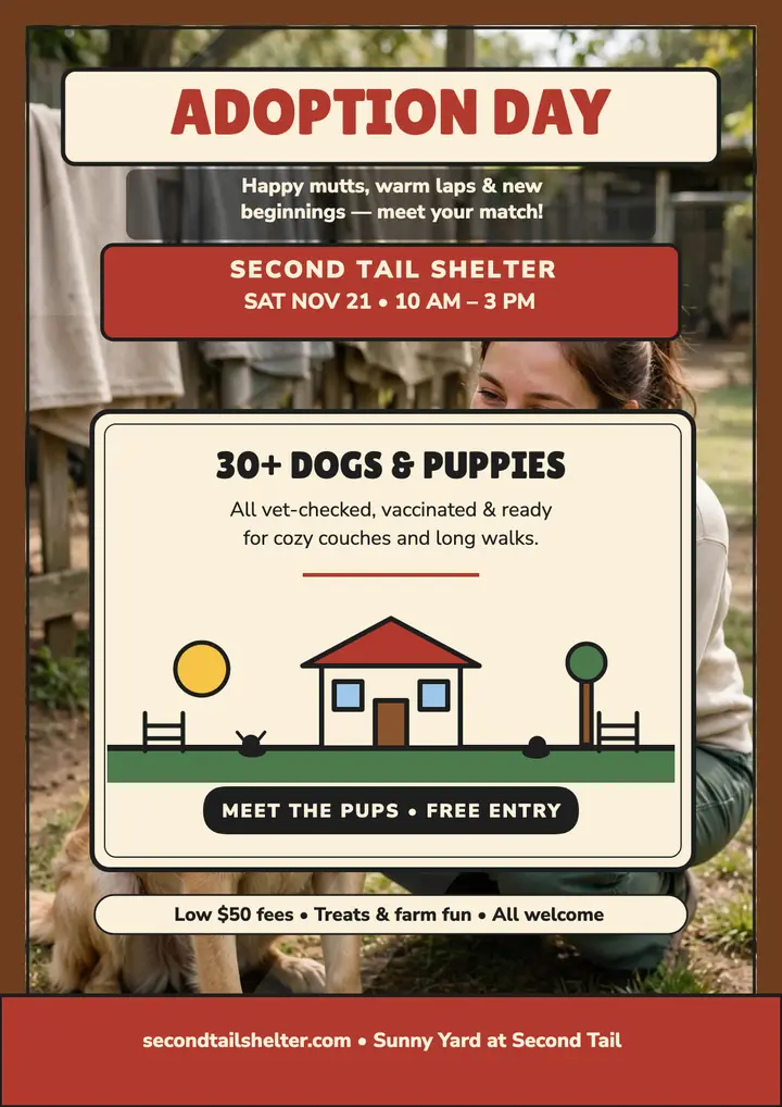 Second Tail Shelter adoption day folk flyer template