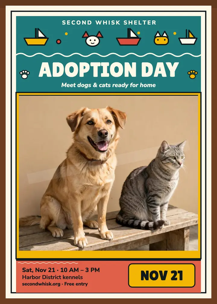 Second Whisk adoption day folk invitation template