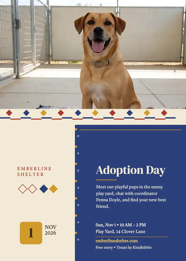 Emberline Shelter adoption day invitation: pet adoption invitation template